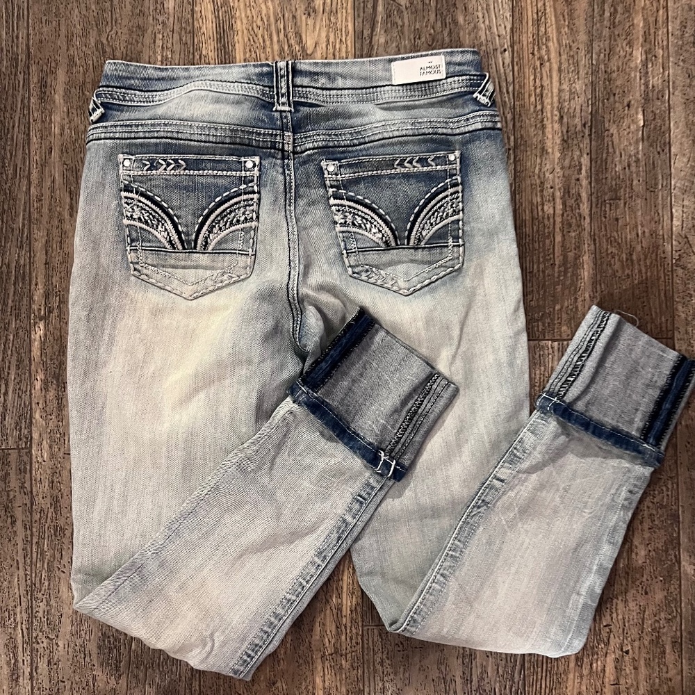 Almost Famous Cuffed Acid Washed Jeans
